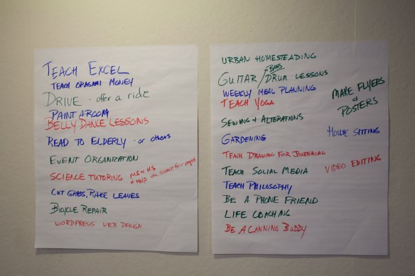 Brainstorming service offerings with the Cville TimeBank.