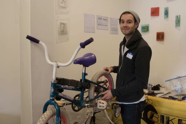 We fixed up bikes for kids and grown-ups – and a stroller tire, too – at the hands-on bike repair station with Charlottesville Community Bikes.
